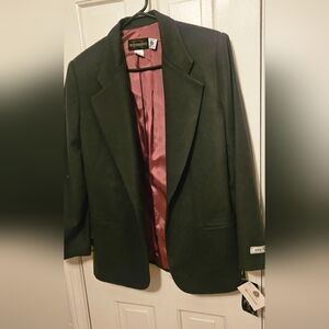 Vintage Woolmark Women's   Green Wool Blazer SIZE 10